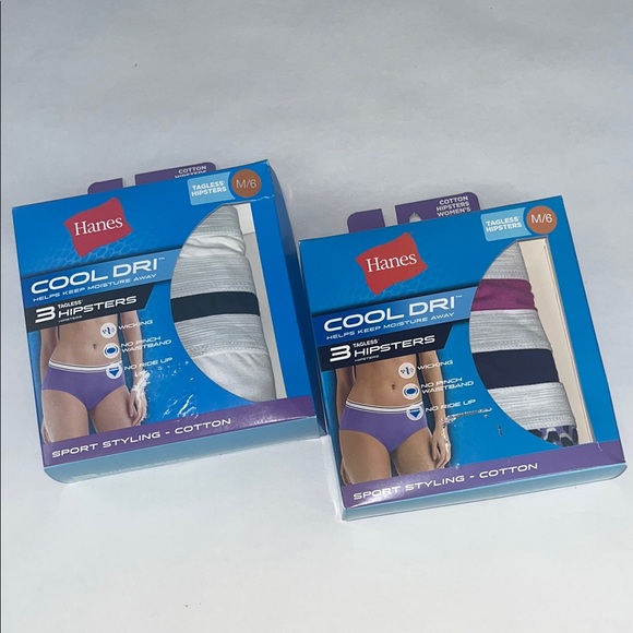 Hanes Cool Dri Tagless Hipsters - Purple and White - Picture 1 of 3
